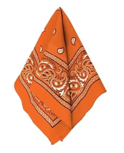 Orange Paisley Print Bandana Scarf - Image 2