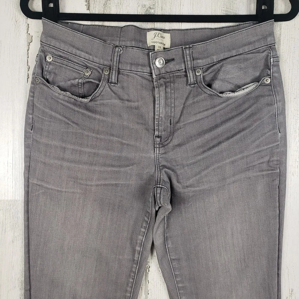 J. Crew Faded Grey Wash Denim Toothpick Skinny Jeans Women's Size 28 - Image 2