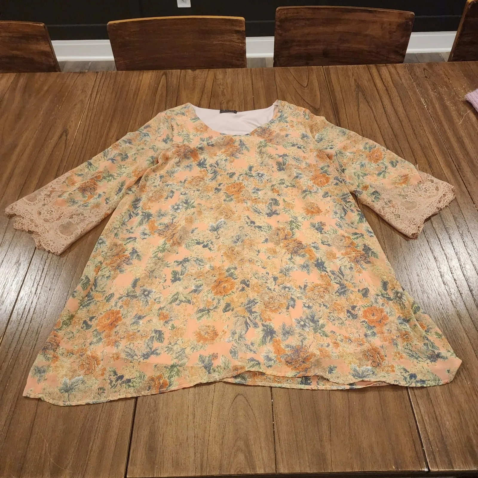 Astr the label coral multi floral Sheath mini dress chiffon  size large - Image 4