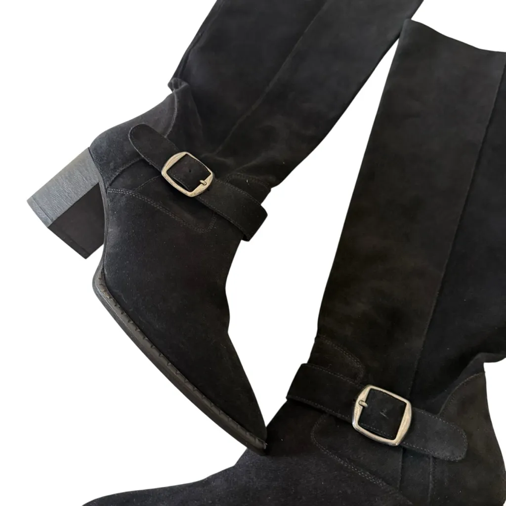 Free People Dahlia Slouch Pointed Toe Suede Boots in black SZ 36 6 - Image 5