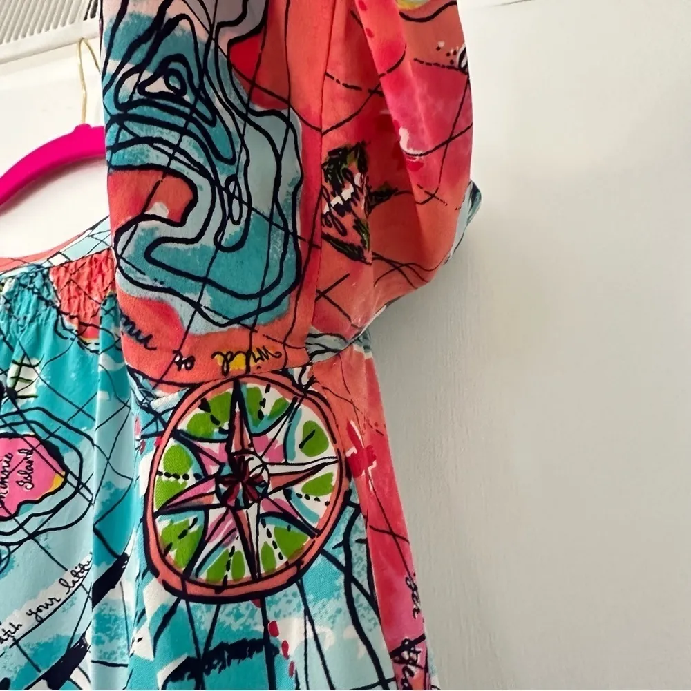 Lilly Pulitzer X Marks The Spot Map Print Elsa Silk Blouse - Image 10