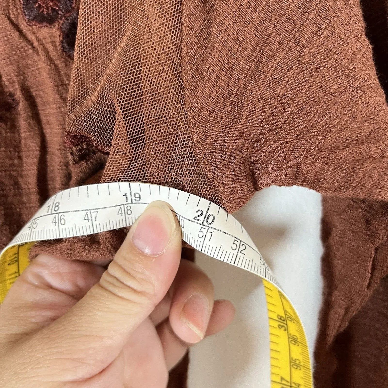 Free People Saheli Embroidered Mesh Top Brown Sz S Brown Tunic Boho Cowboy - Image 11