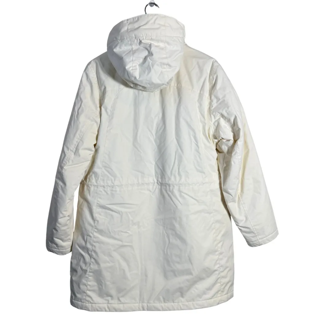 L.L. Bean Winter Warmer Coat Women's Large Ivory Full Zip Long Hooded 271139 White - Image 2