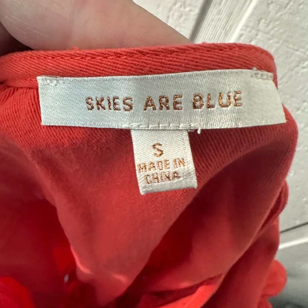 Skies are Blue Red Flutter Sleeve Romper Size Small EUC - Image 9