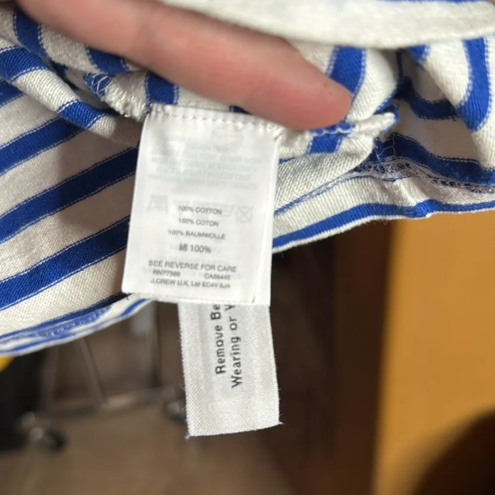 J Crew Sailor Stripe Funnelneck 100% Cotton LS Top Blue White Size Large - Image 8