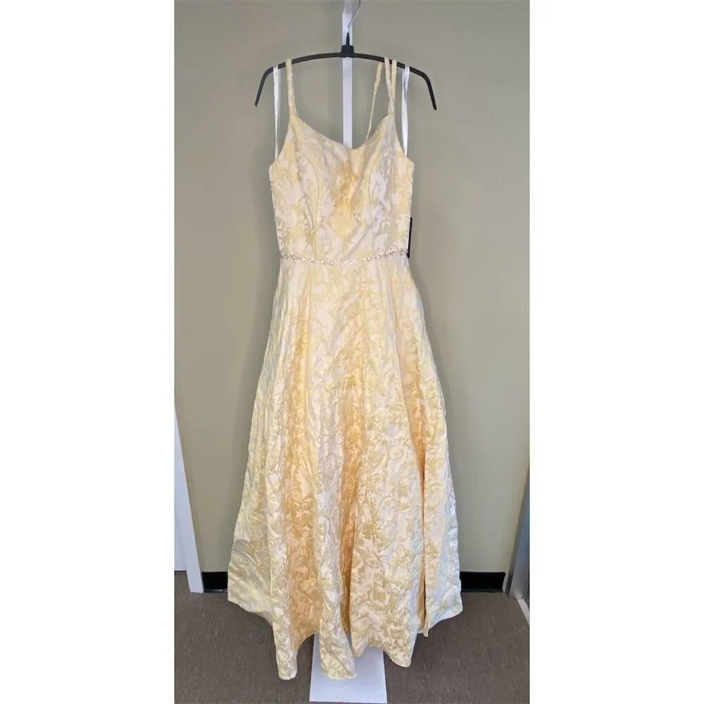 Lucci Lui NWT Floral Jacquard Corset Formal Dress in Yellow Size 6 - Image 2