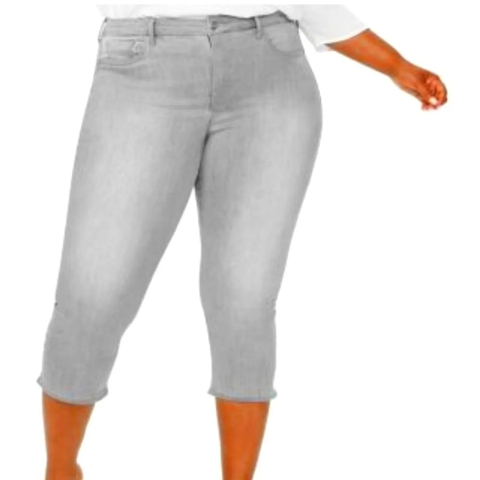 NEW NYDJ Jeans Womens Plus 28 4X Capri Back Petal Hem Gray Grey Crop NWT - Image 2