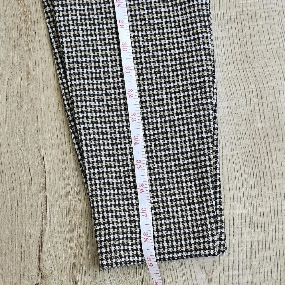 Cream and Tan Skinny Pants with Classic Geometric Design Size L - Image 2