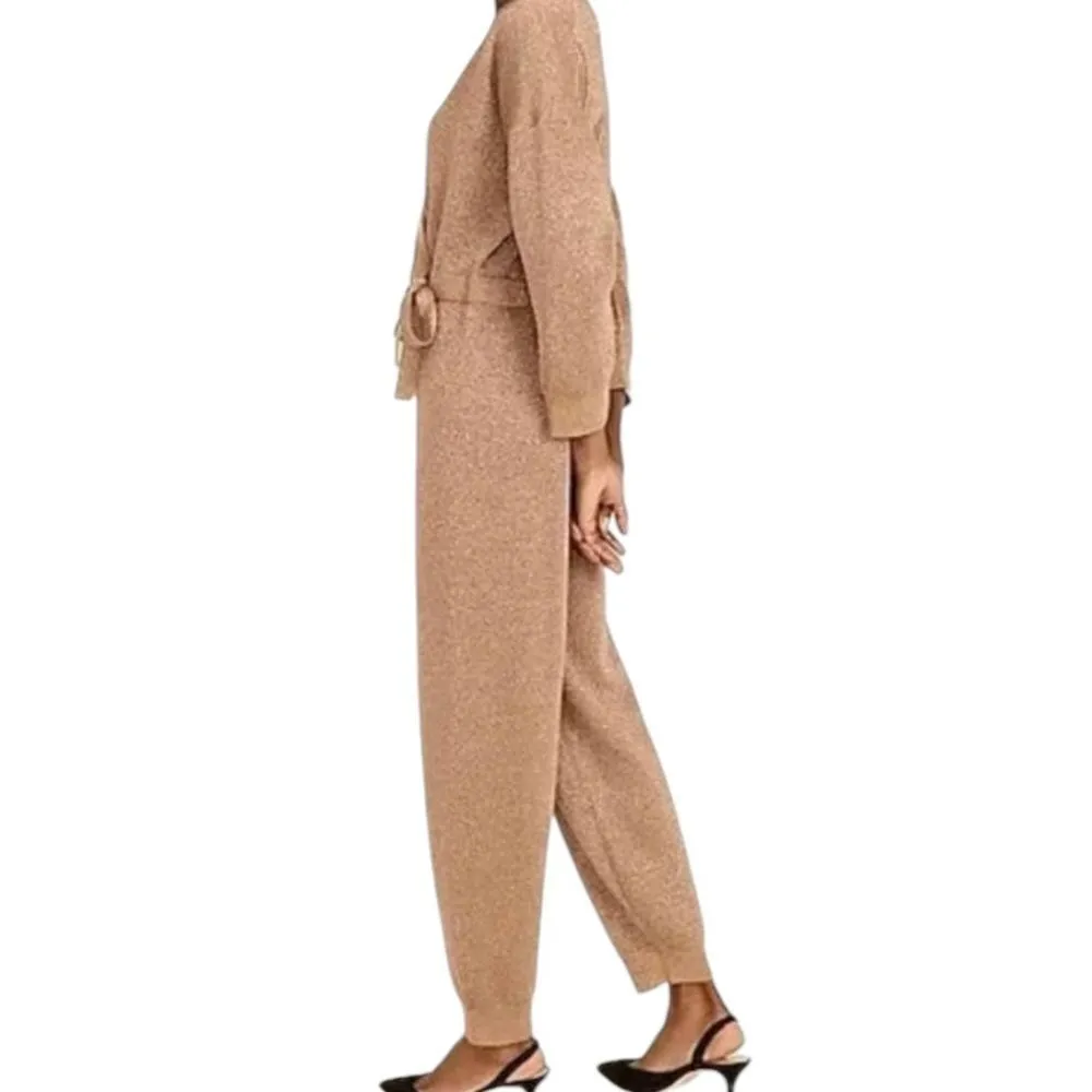 J. Crew Gold Shimmer Lurex® wrap sweater-jumpsuit Size Medium MSRP 198.00 - Image 2