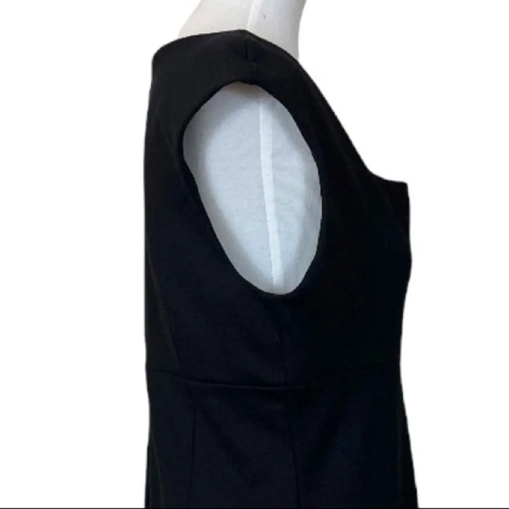 Adrienne Vittadini Square Neck Cap Sleeve Sheath Ponte Knit Dress Black New 12 - Image 7