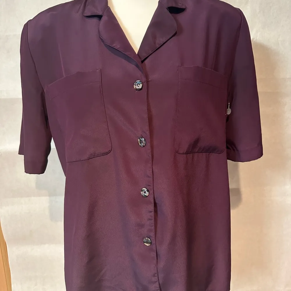 Evan Picone Purple Short Sleeve Button Down Shirt - Image 3