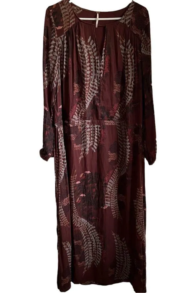 Free People Out of the Woods Maxi Dress in Scarlet Combo Size XS Bohemian Autumn - Image 4