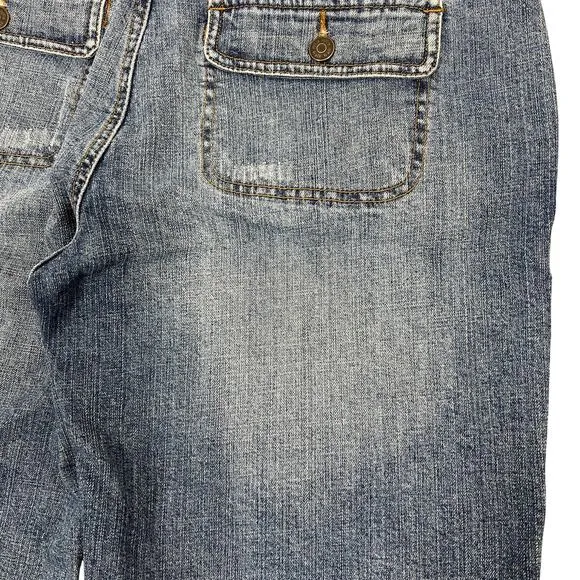 Y2K Grunge Bermuda Jean Shorts Sz 14‎ Stretch Denim Retro 90s Skater Wide Waist - Image 12