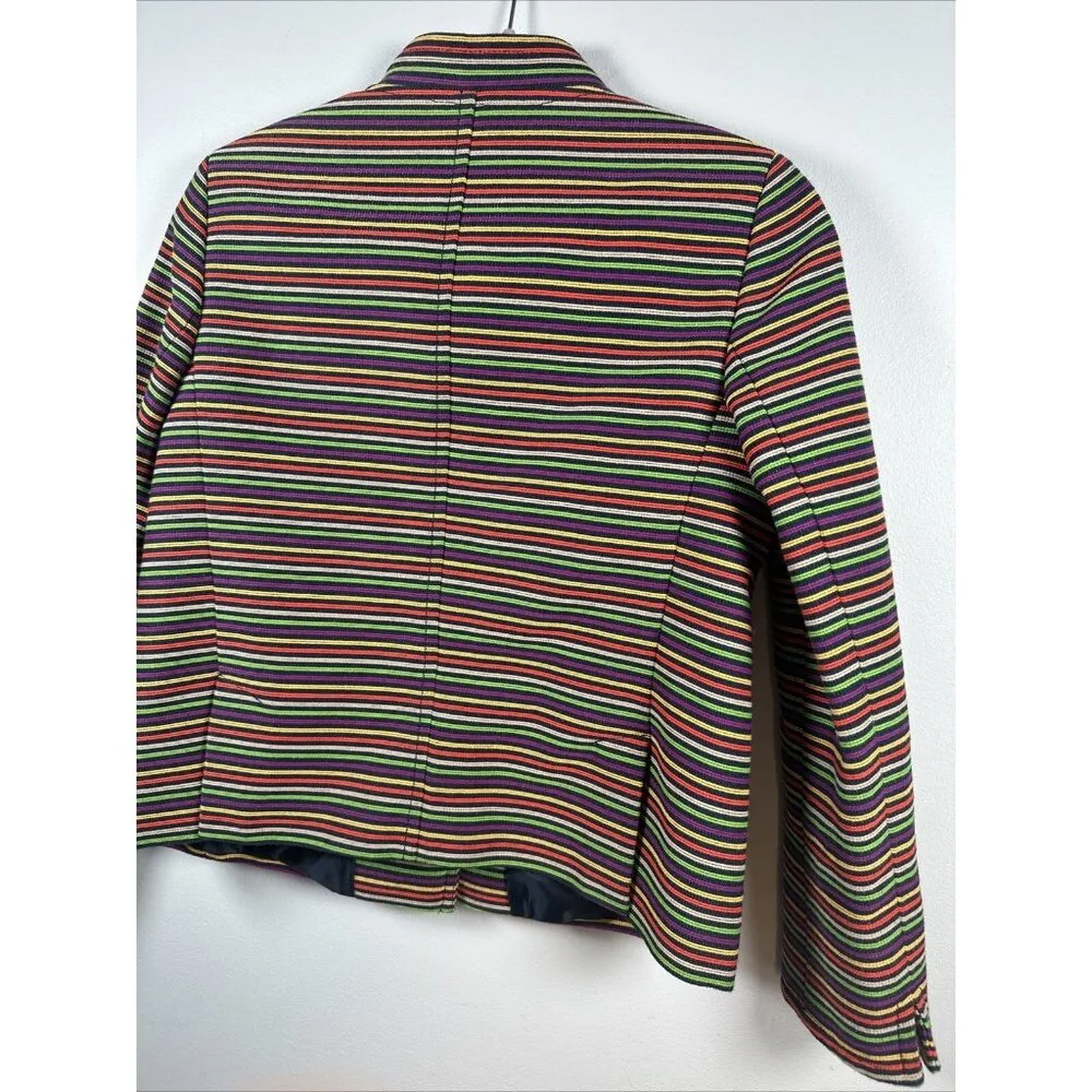 Talbots Blazer Womens 6P Rainbow Striped Button Jacket Long Sleeve Work Casual - Image 13