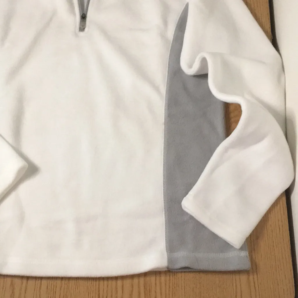 New Women’s Tek Gear Fleece Zip Up Jacket White Gray Size Medium - Image 3