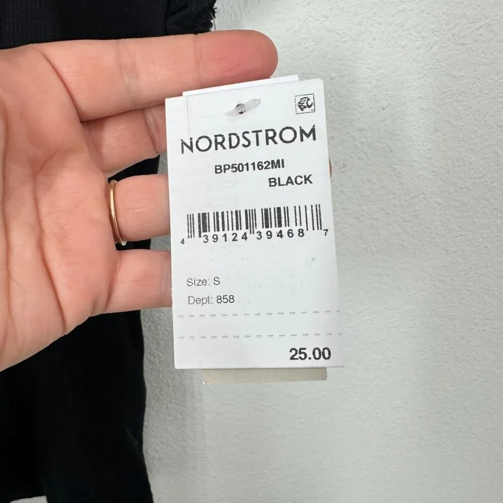 bp Nordstrom Women's‎ Black Scoop Neck Cropped Ribbed Casual Everyday Tee Shirt - Image 2