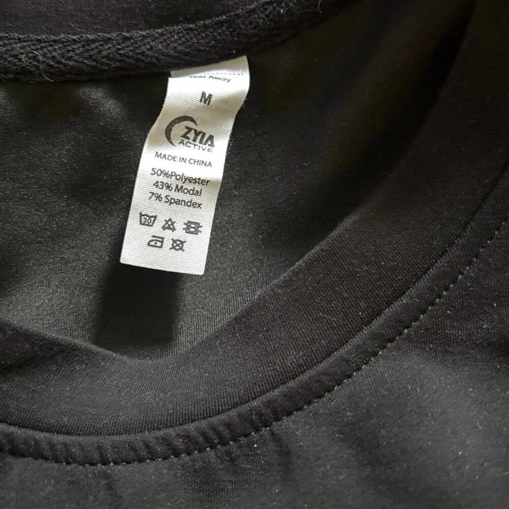 Zyia Size M Crewneck Sweatshirt Spellout Black Athletic Athleisure - Image 4