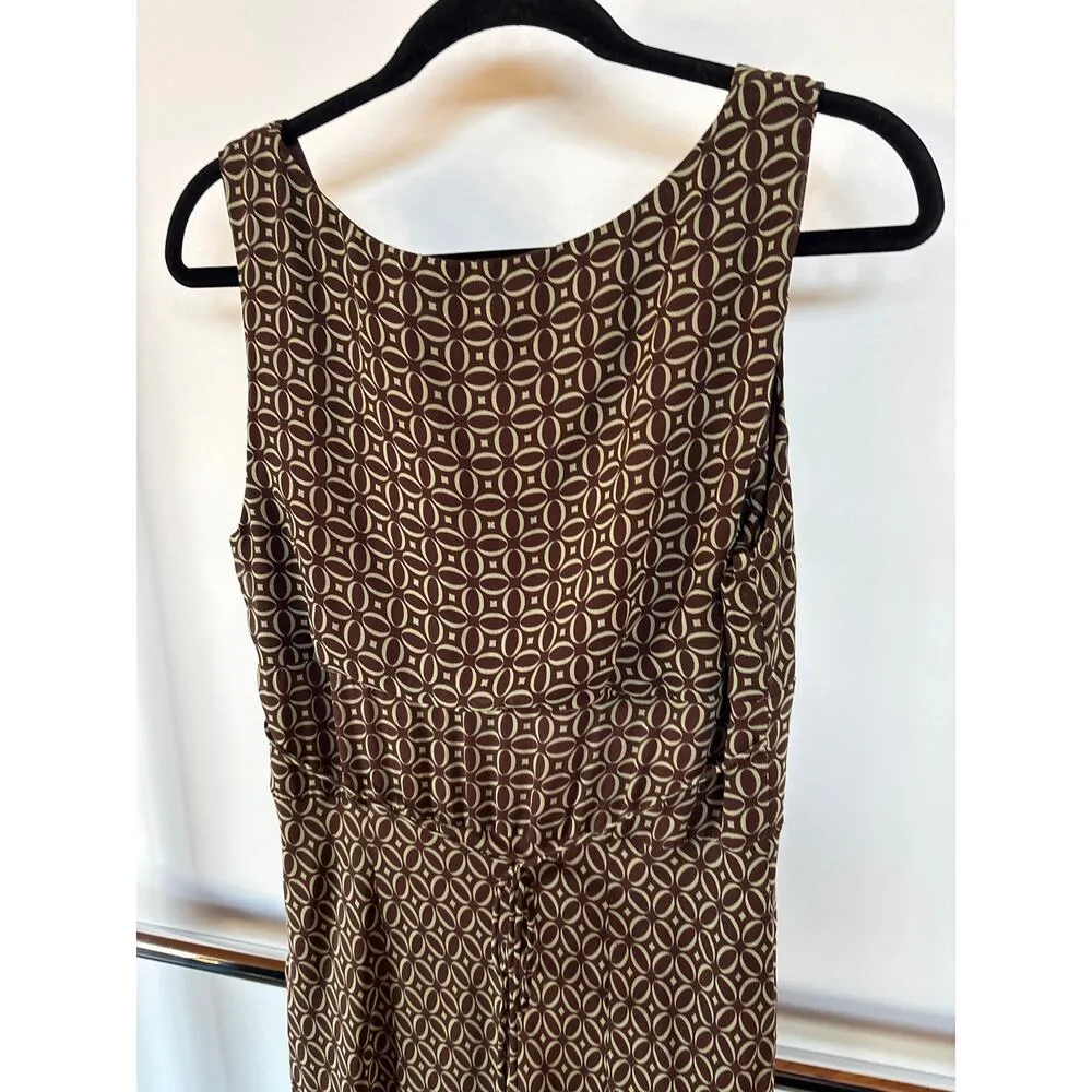 Y2K Office Siren Babydoll Sleeveless Midi Dress Brown Mod Business Casual Sz 12 - Image 7