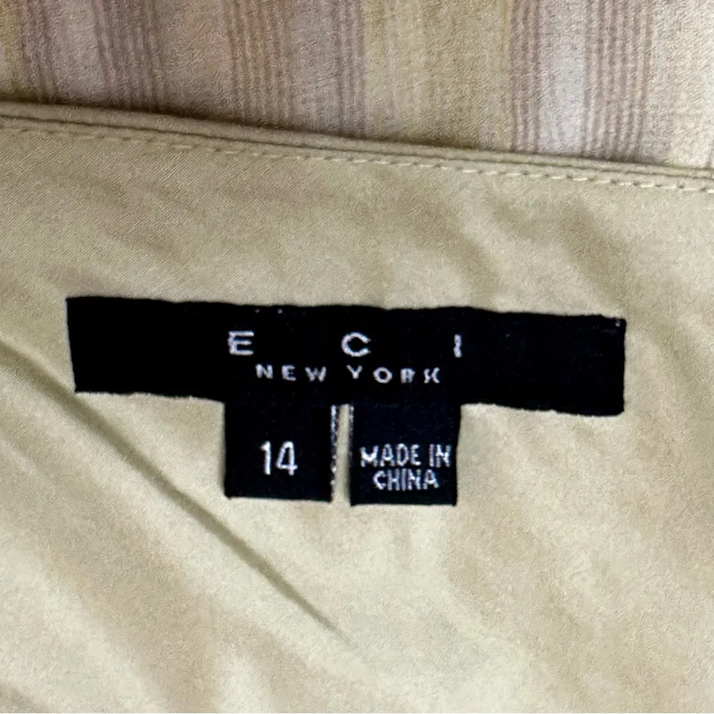 Striped Yellow and Green Silk Drop Waist Layered Side Zip Skirt Whimsical Airy - Image 9