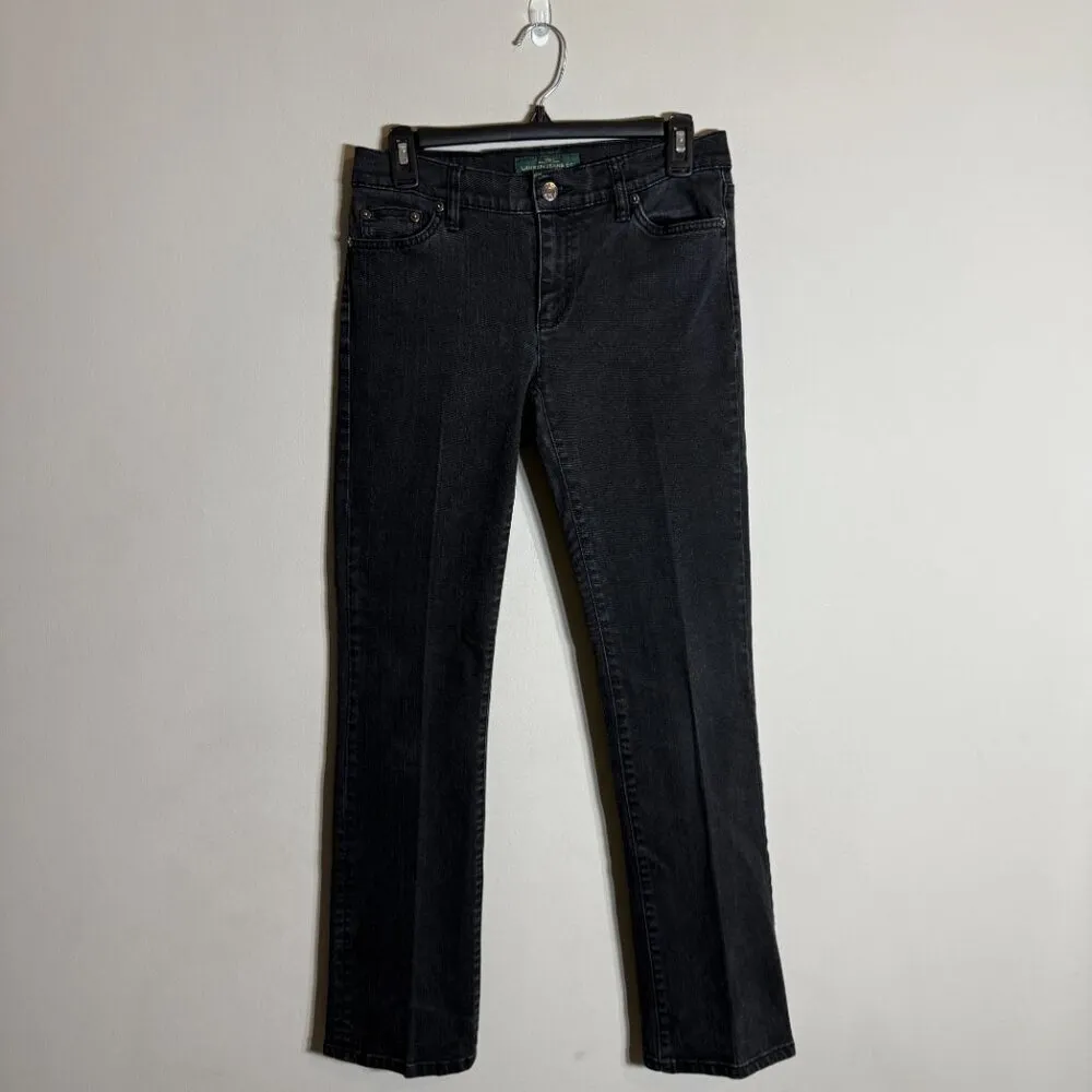 Vintage Lauren Ralph Lauren Straight Leg Denim Jeans Women's 2 Black Low Rise - Image 3