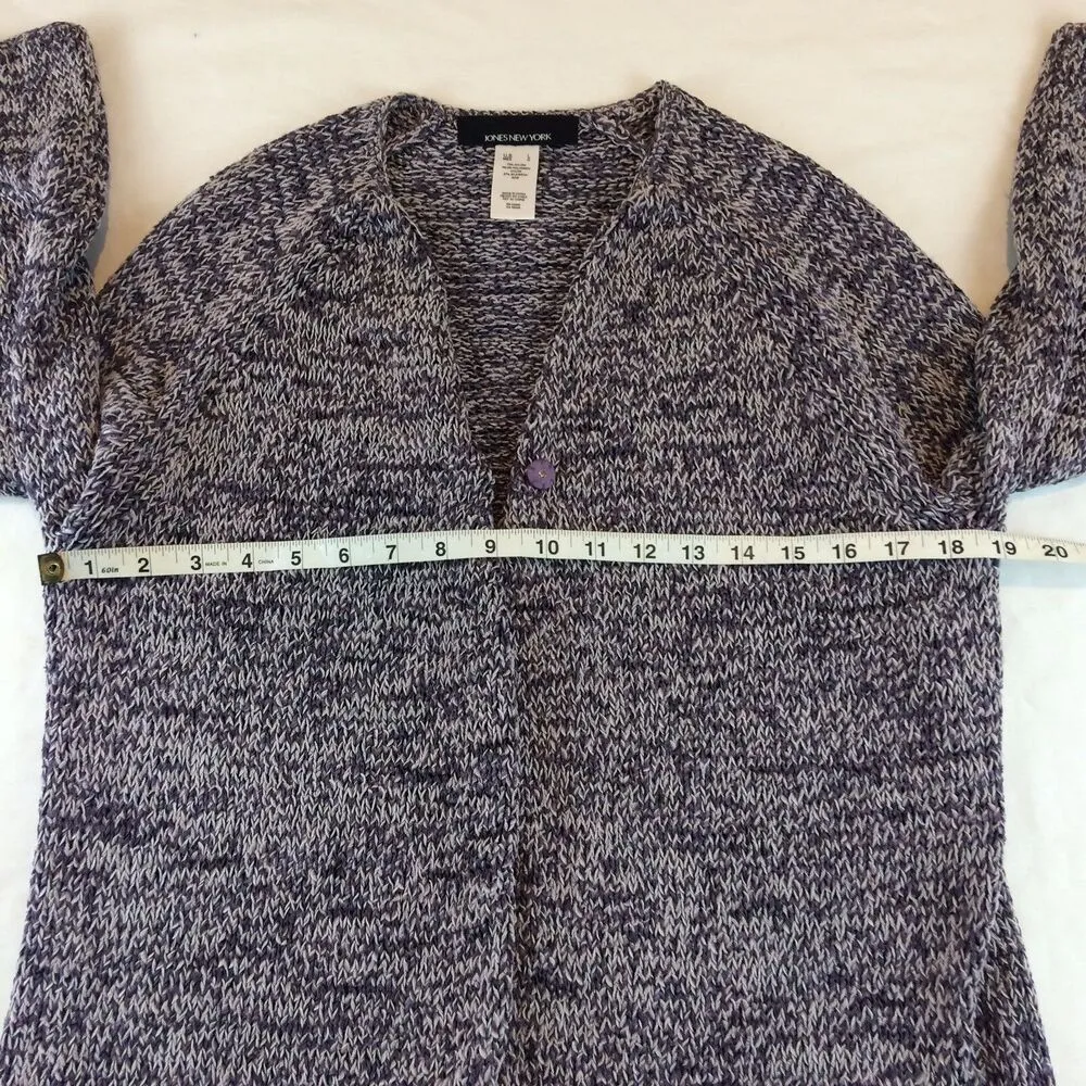 Jones New York Cardigan Sz Large Sweater Open Button Casual Trendy Modern Boho - Image 14