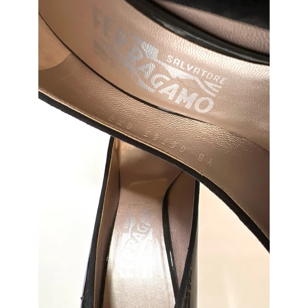 Salvatore Ferragamo Noble Black Patchwork Design Leather/Suede/ Pumps Sz… - Image 8
