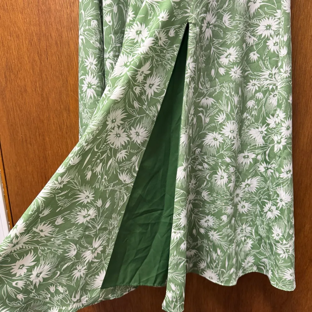 Likely Alisa Cut Out Short Sleeve Midi Dress Floral Juniper Green White 6 - Image 8