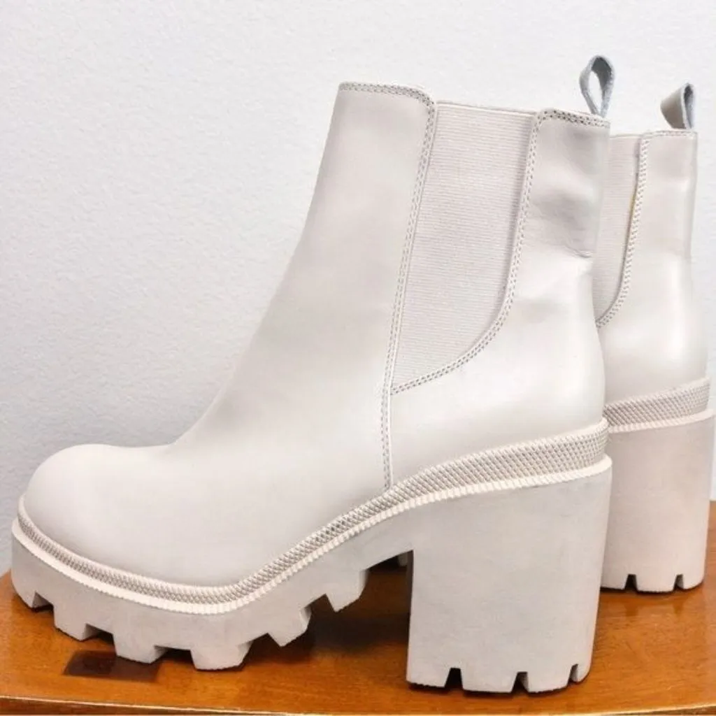 NEW Steve Madden Roxie Chelsea Heel Boot 11 Bone Leather Chunky Lug Sole - Image 8