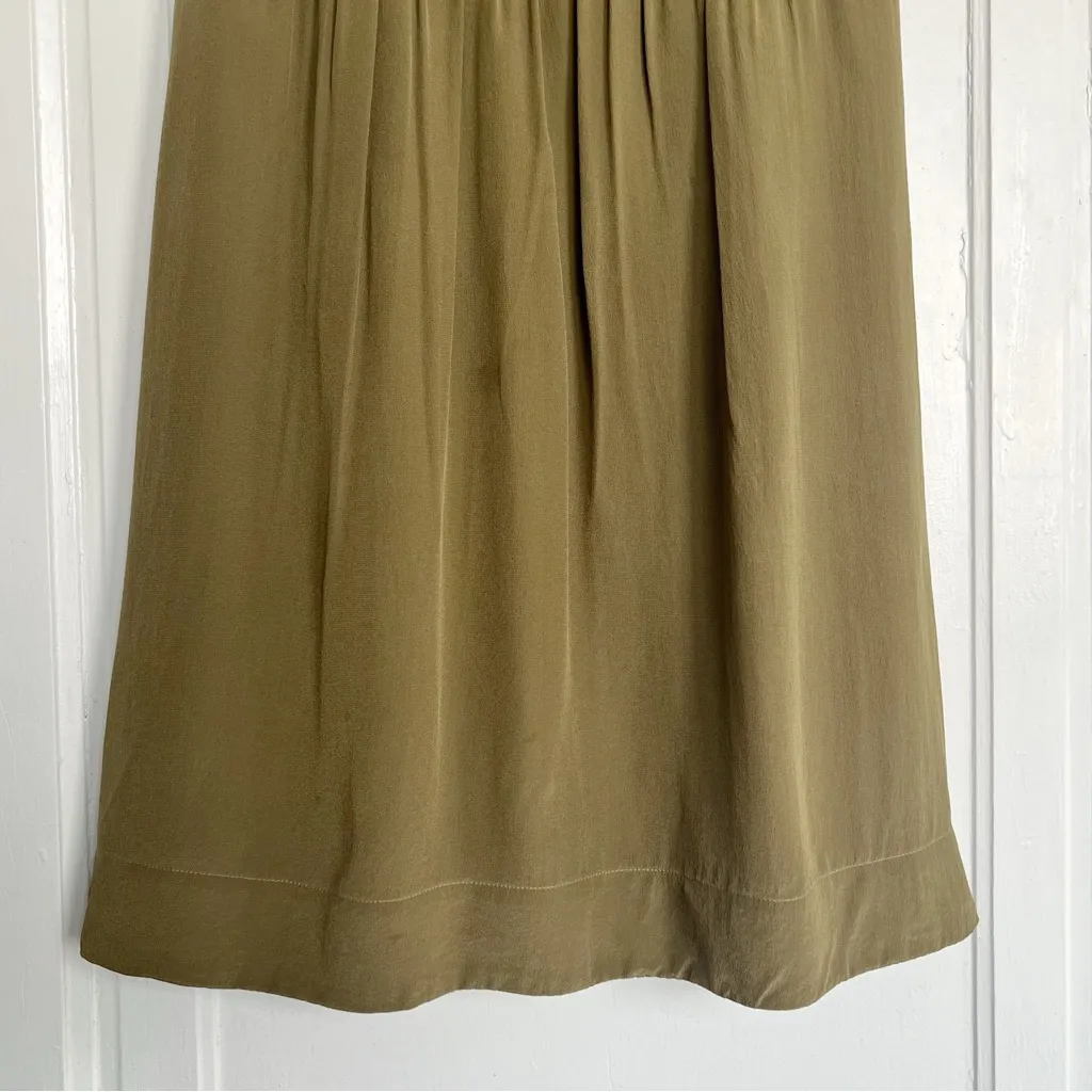 Madewell • Moonset Silk Dress olive green washed midi shift - Image 8