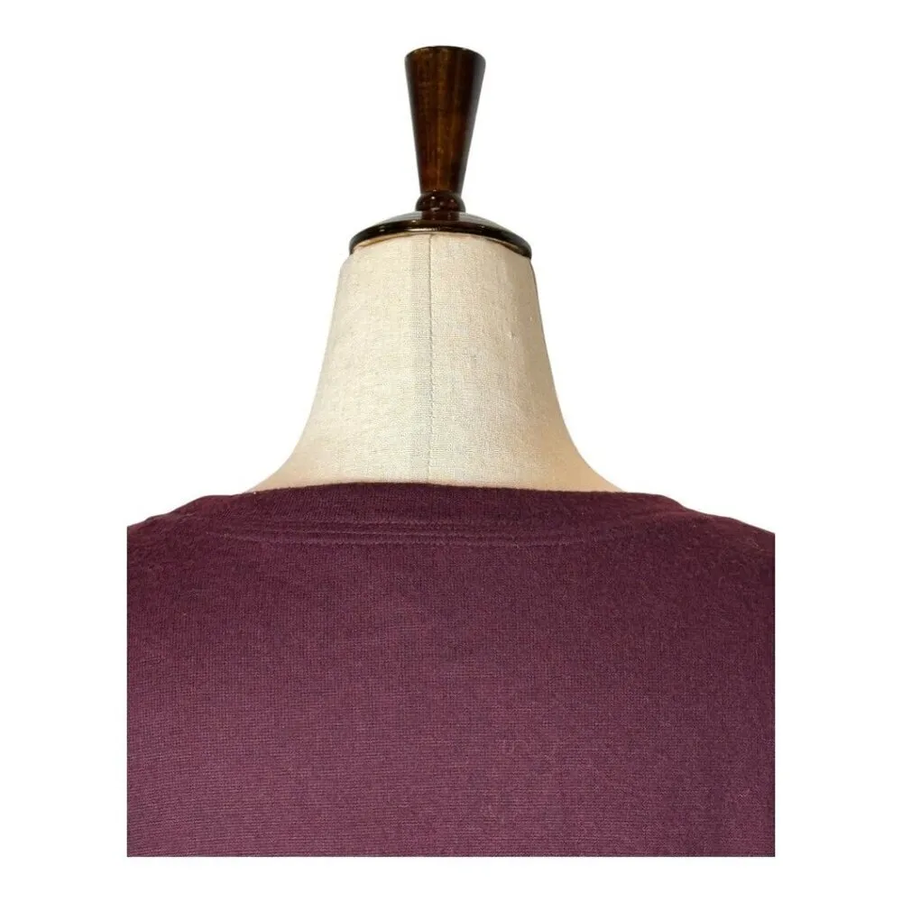 NYDJ Sweater Women‎ Small Burgundy Knit Ruffle Front Crew Neck Pullover - Image 4