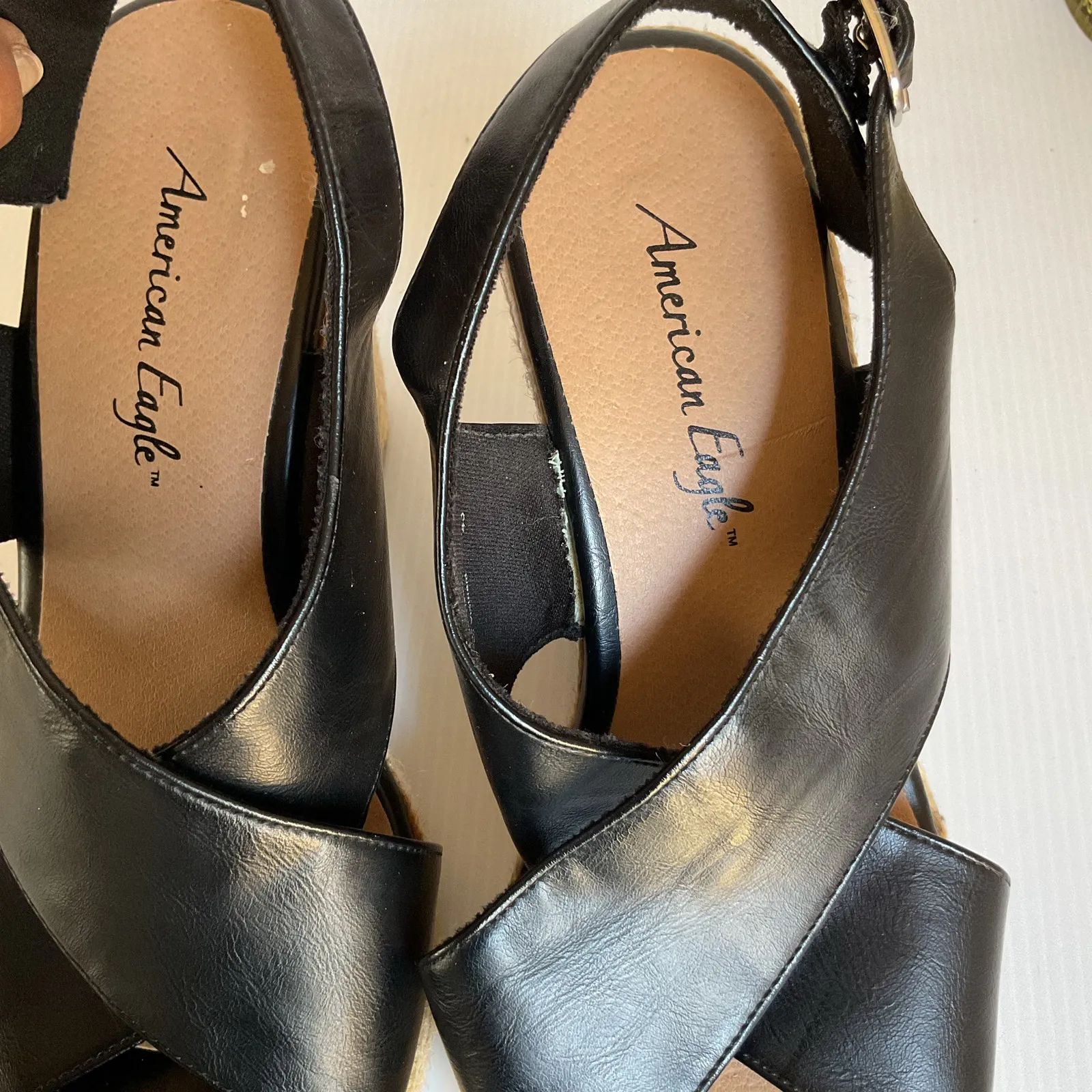 American Eagle Espadrille Platform Shoes Women’s Black Wedge Sandals Size 9 - Image 12