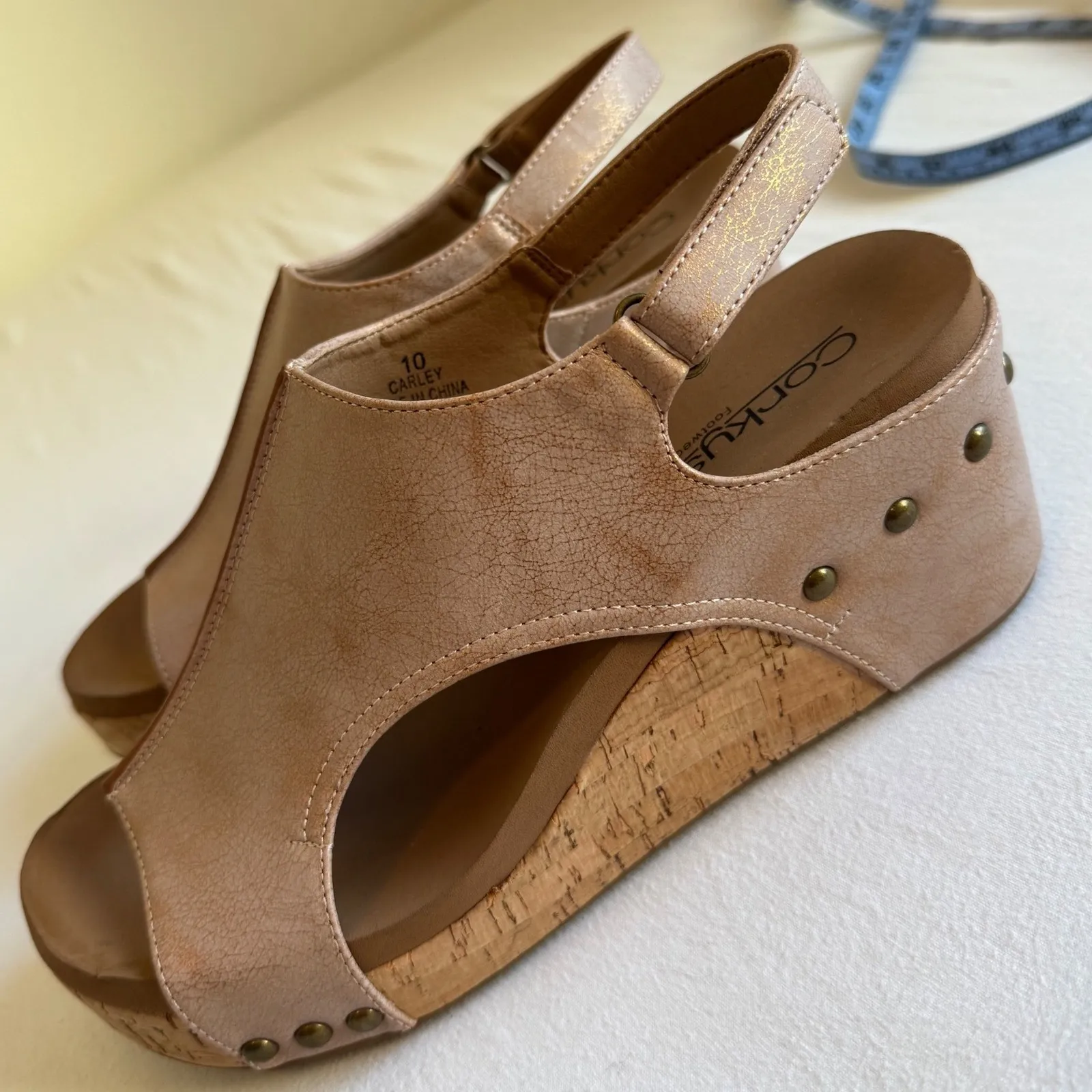Corkys sz 10 Womens Carley Studded Studded Sligback Wedge Sandal Comfort Bronze Brown - Image 5