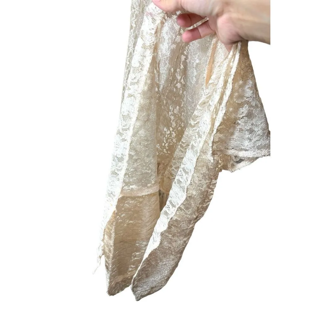 Vintage Dawn Joy 80s/90s Light Pink Lace Coquette Cottagecore Lace Maxi Dress Si Size 8 - Image 9