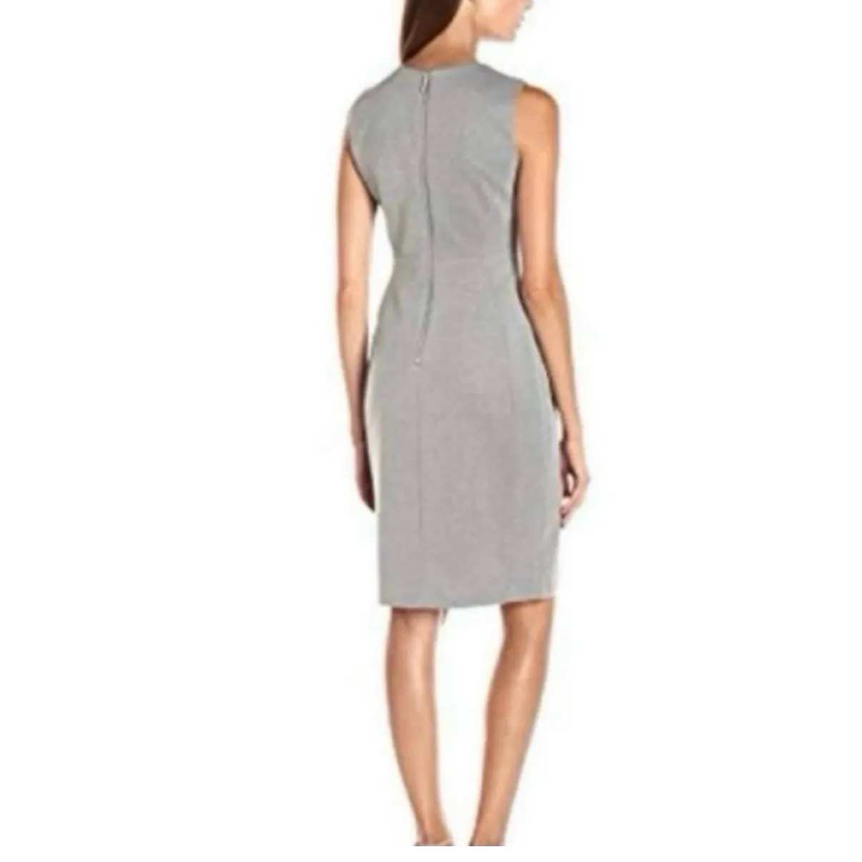 Calvin Klein Heather Gray Scuba Knit Sleeveless Stretch‎ Sheath Dress Size 10 - Image 2