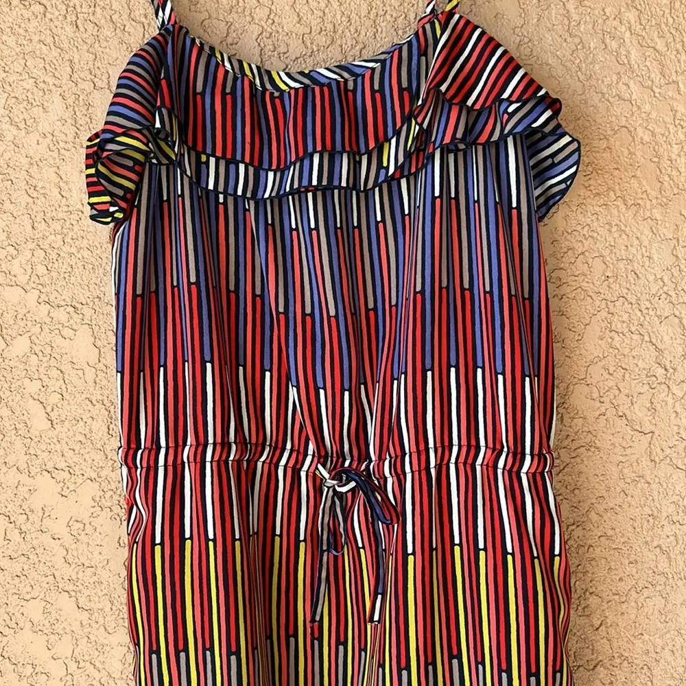 Gap Colorful Ruffle Striped Dress Pockets, Drawstring, & Adjustable Straps XS - Image 4