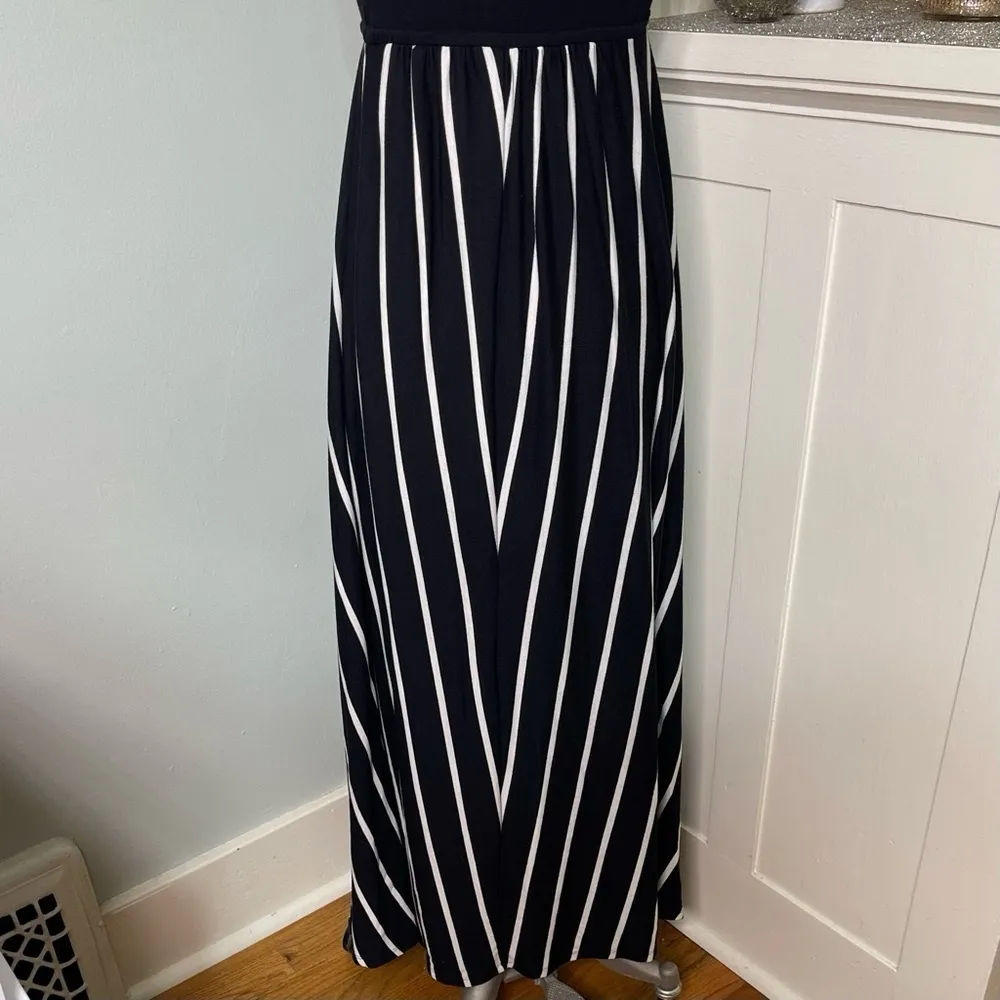 Soma Striped Maxi Dress Black & White Sundress Size Small - Image 7