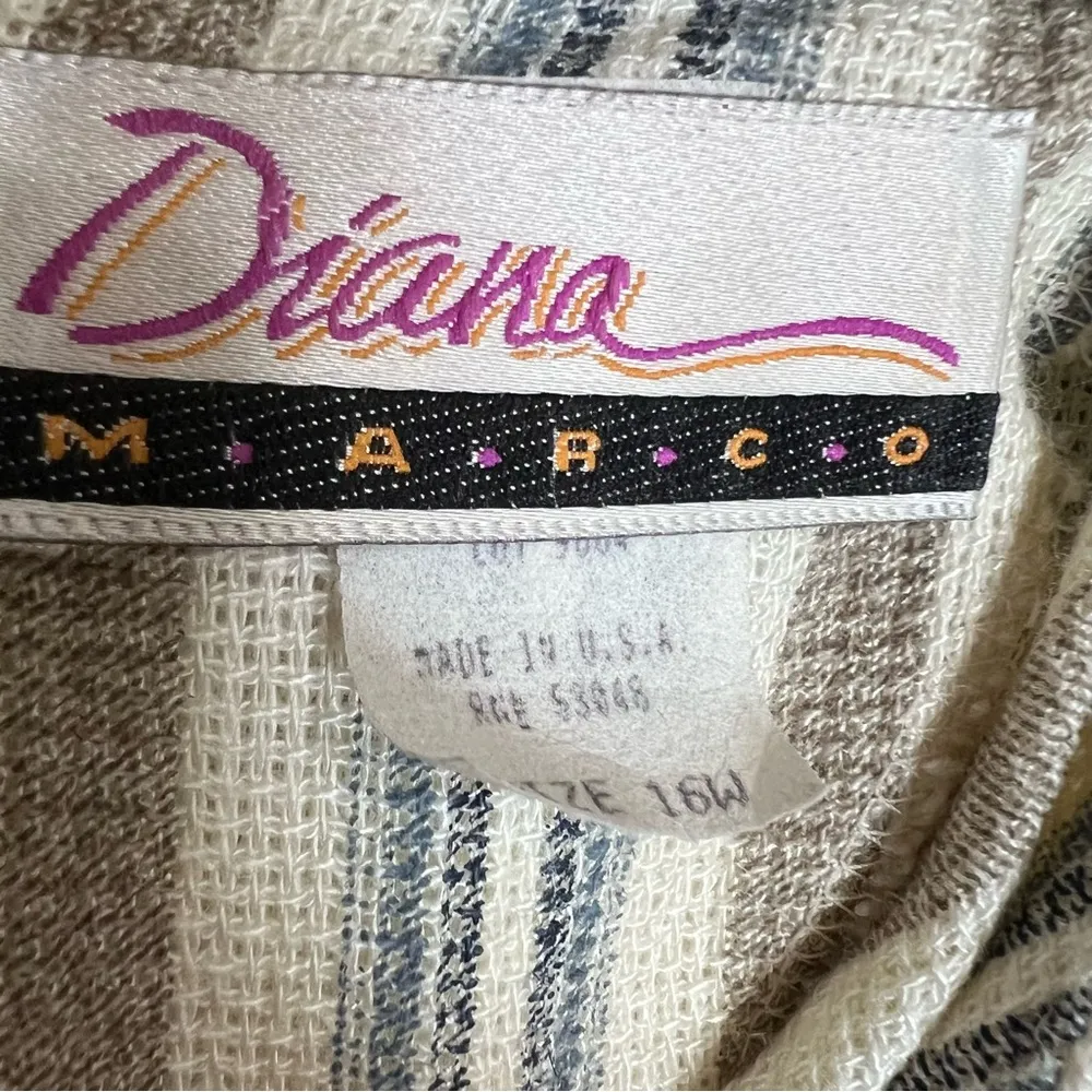 VTG 80s Diana Marco Flax Linen Midi Dress Kaftan Boho Lagenlook Plus Sz 16W USA Blue - Image 12