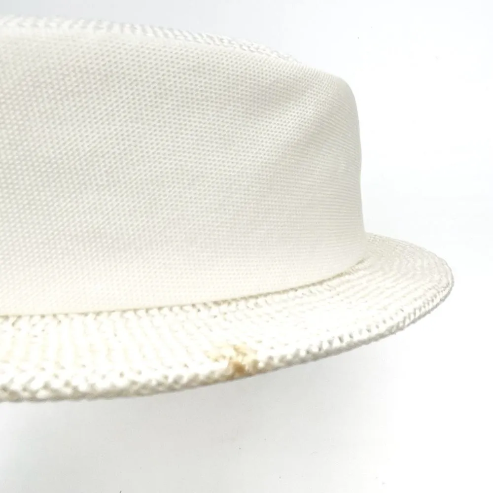 Vintage 1950s Cream Straw Sailor Hat Antique Ivory Boater Skimmer W Bow Detail - Image 11