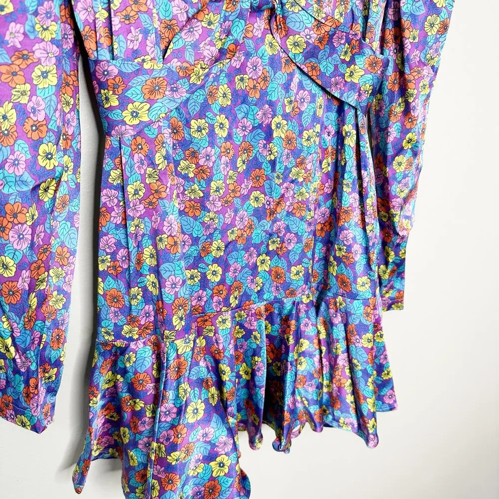 ROTATE Birger Christensen Womens Shelly Puff Sleeve Mini Dress Multicolor Size 8 - Image 6