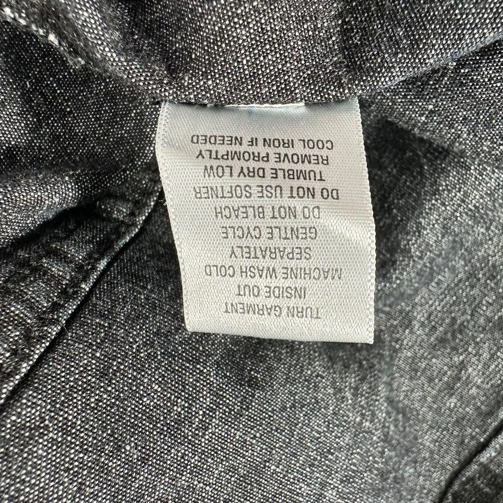 Women's |  | Dark Blue Denim Long Sleeve Studded Pockets Snap Top - Image 7