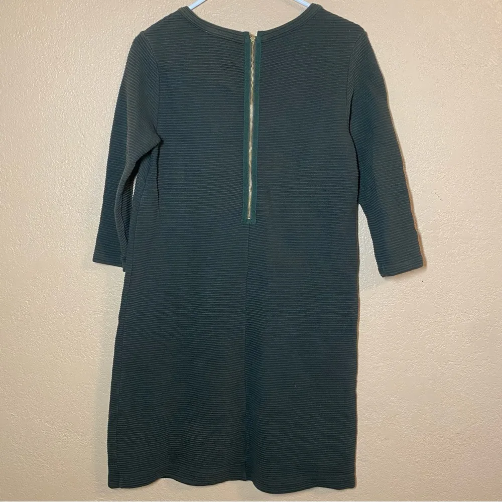 Ottoman Ribbed Cotton Shift Dress Extra Small Green - Image 4