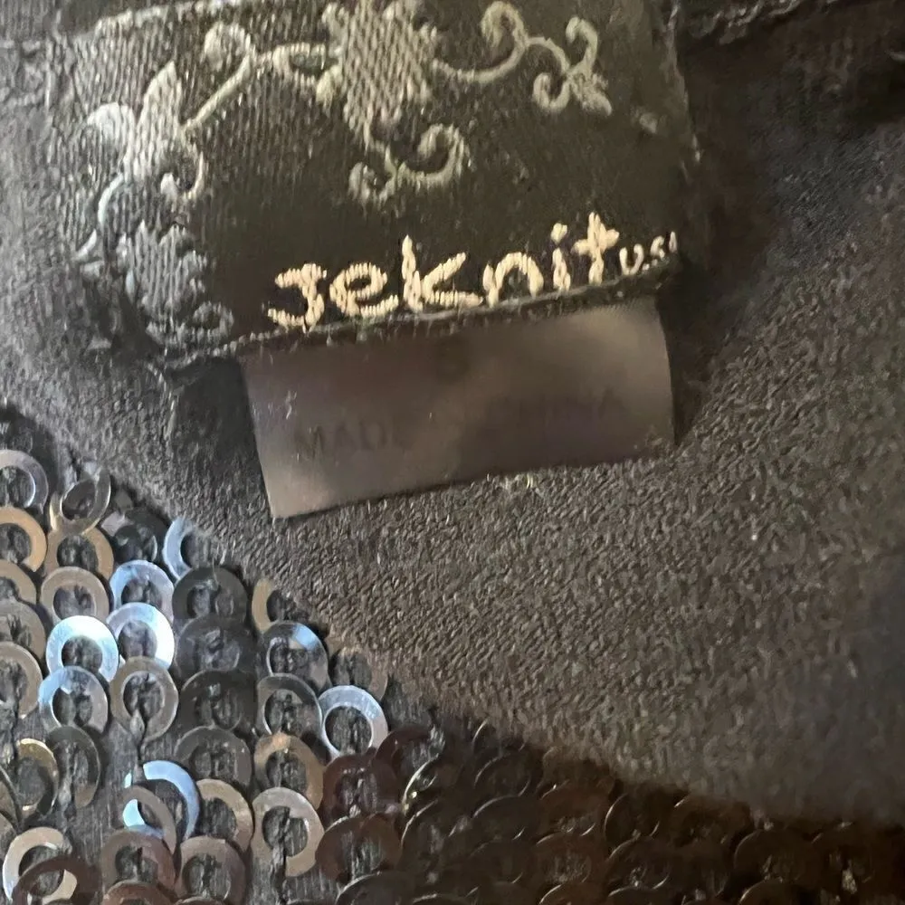 Jeknit Black Silver Gradient Ring Sequin Racerback Tank Top Small Black - Image 8