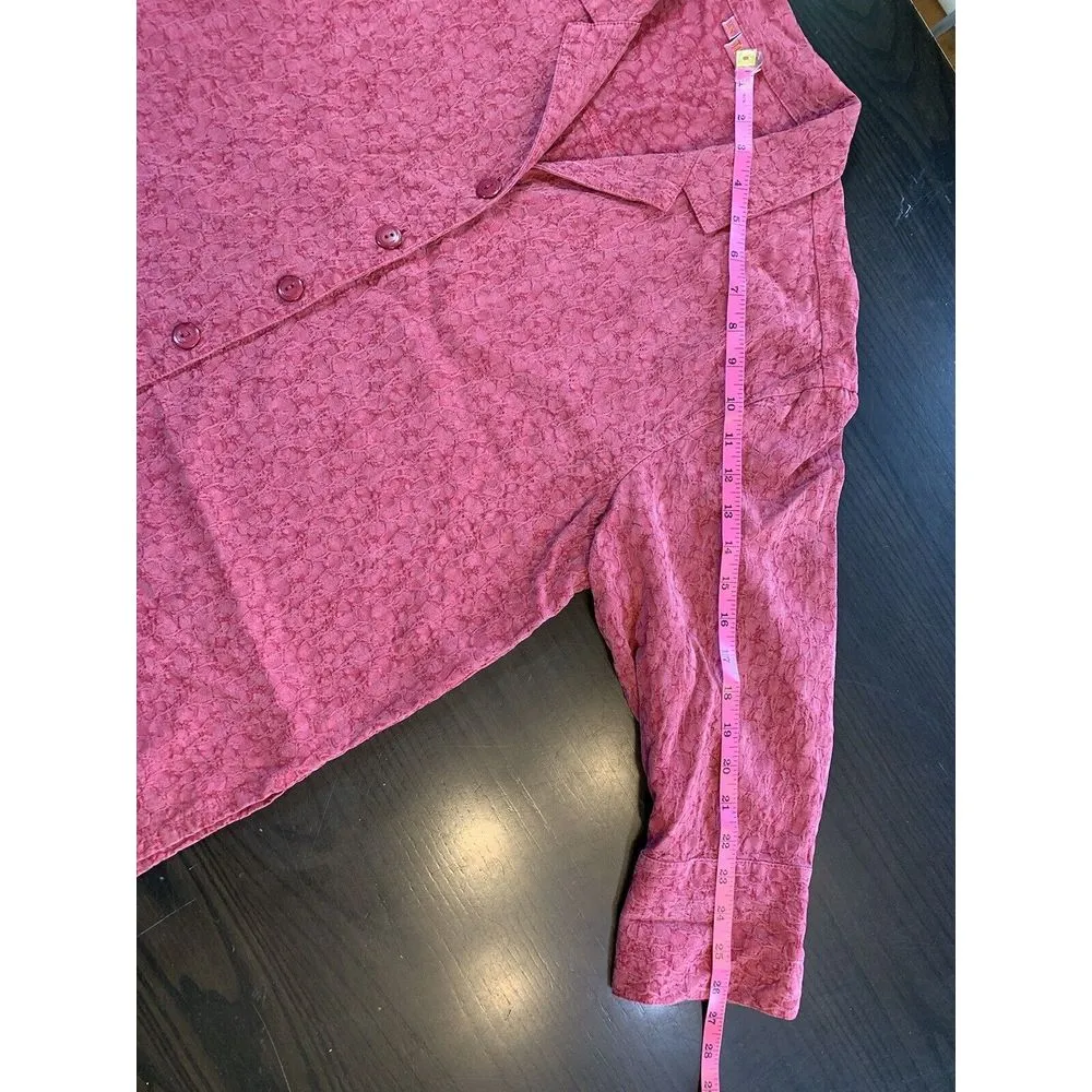 Tianello Blouse Women's XS Buttons Tencel 3/4 Sleeve Textured‎ STAINS FLAWS Red - Image 16