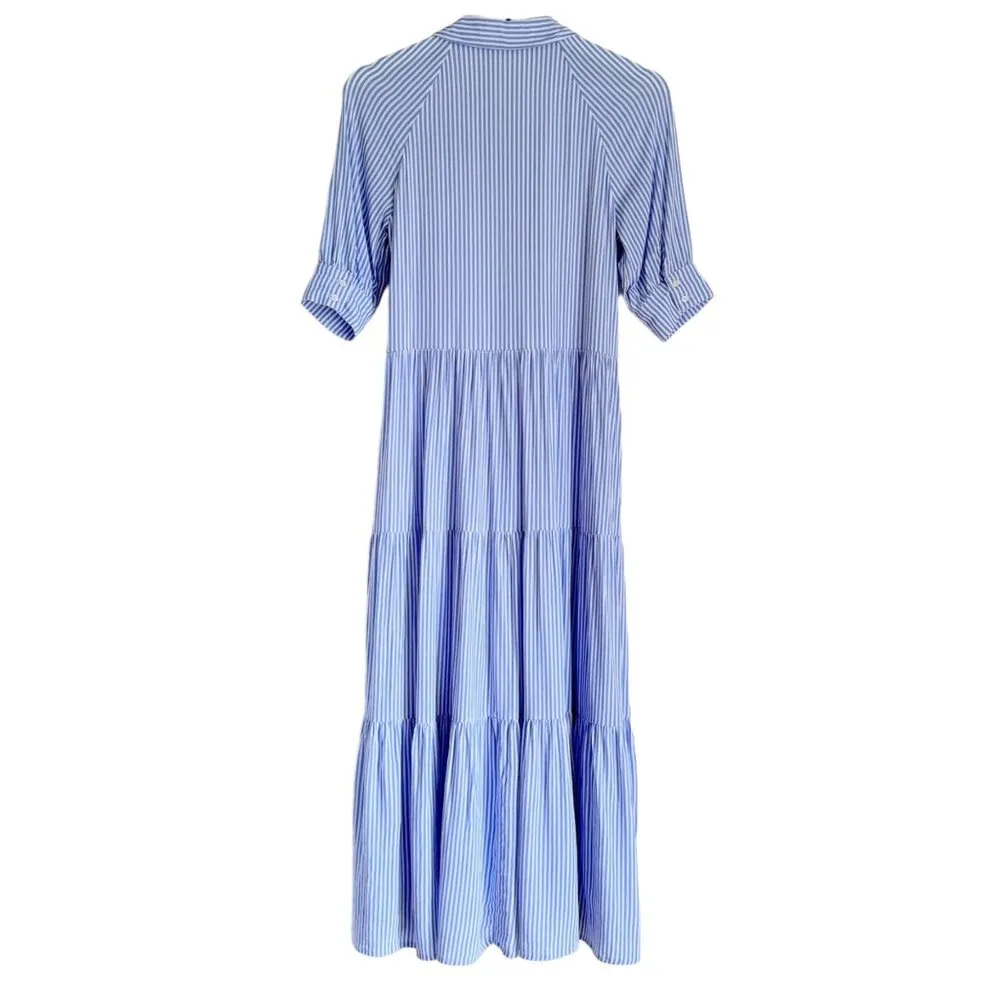 A loves A Women's Blue & White Striped Maxi Long Dress XS Casual Cute - Image 4