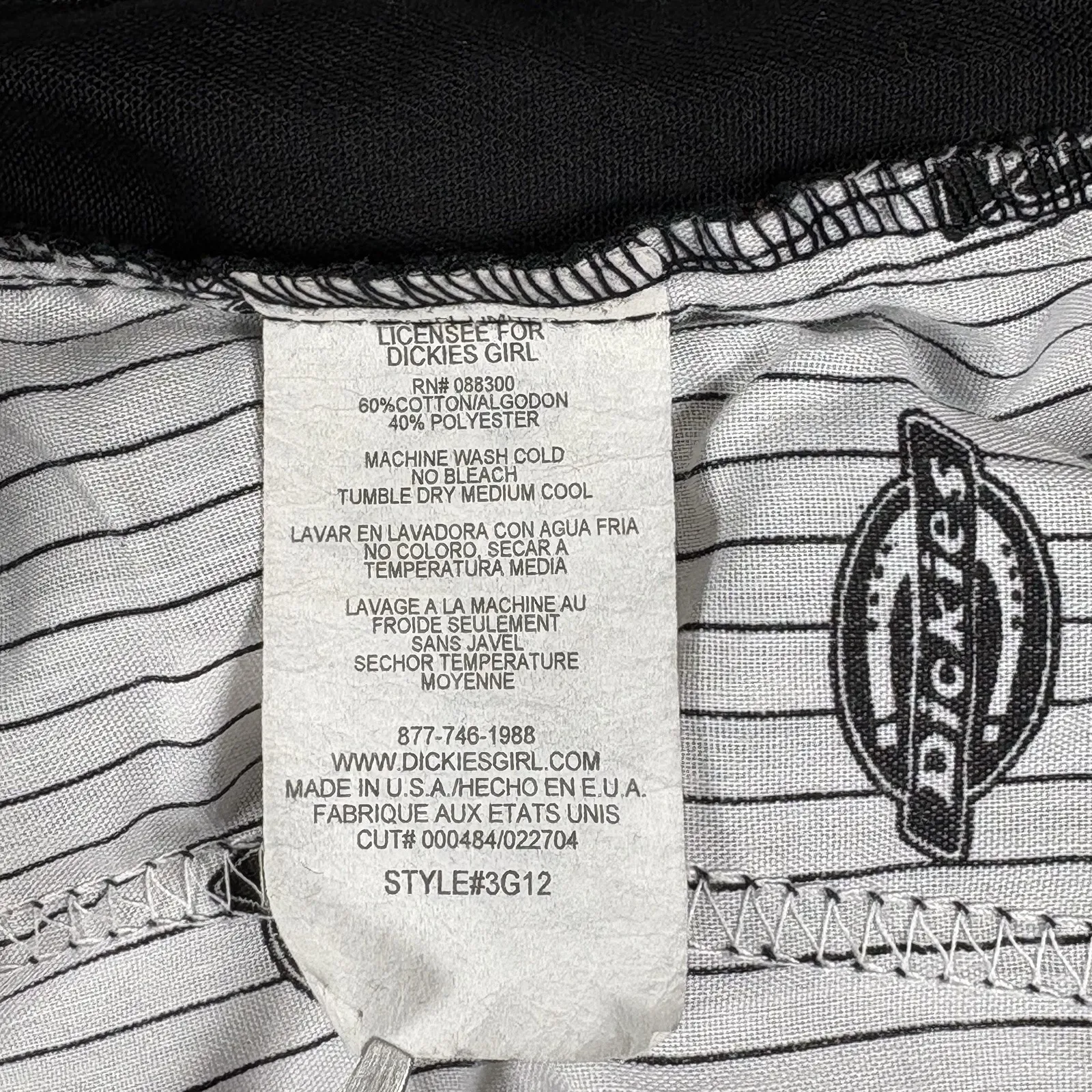 Vintage Y2K Dickies Women's Mini Skirt‎ Size 1 Black Emo Grunge Goth Made In USA - Image 3