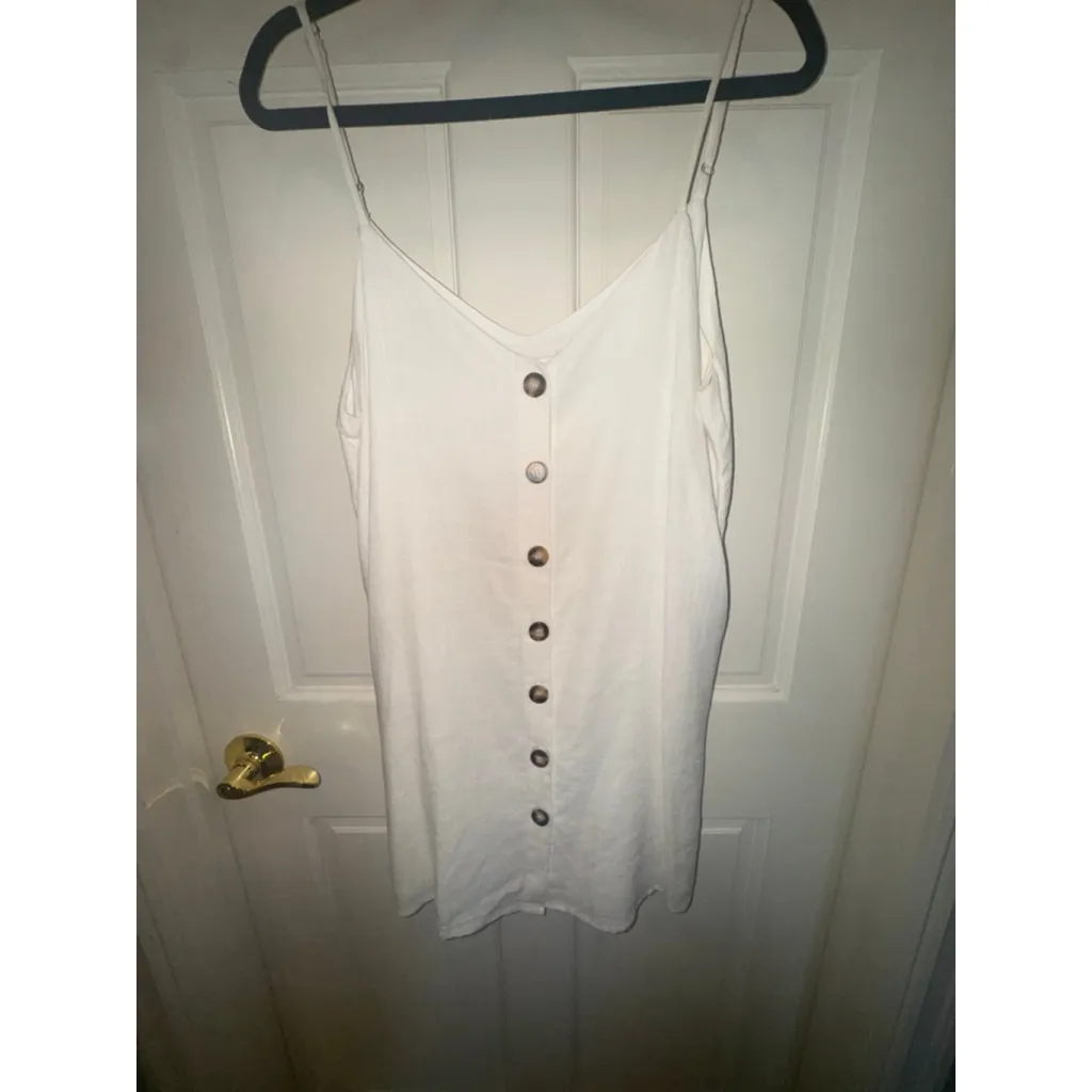 Women's LD Jean Daisy Beige & Brown Button Cami Mini Dress Large - Image 4