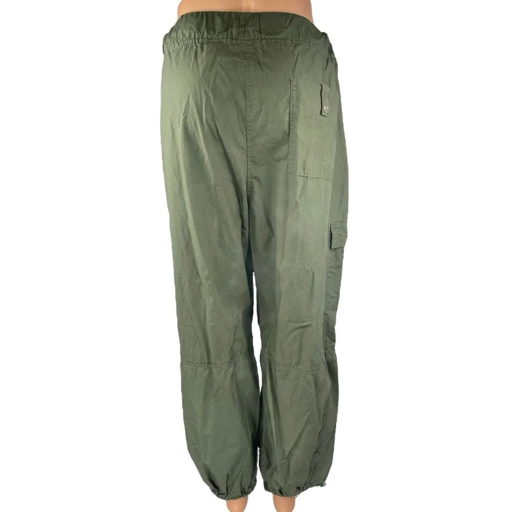 Next Women's Green Drawstring Tapered Wide Leg Windbreaker Jogger Pants Size L Size L - Image 3
