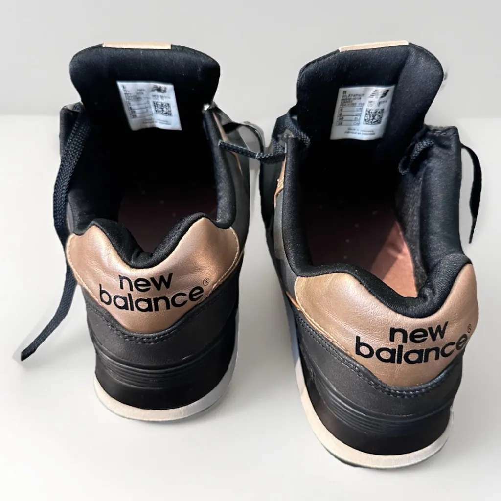 New‎ Balance 574 Shoes Womens 8  Charcoal Gray Rose Gold Trim Sneakers WL574PMR - Image 3