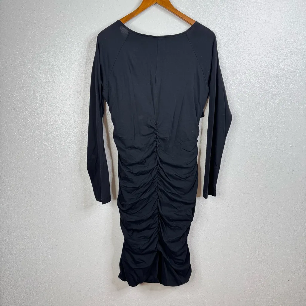 Sundance Eternal Compliments Black‎ Ruched Bodycon Midi Dress Size Large - Image 2