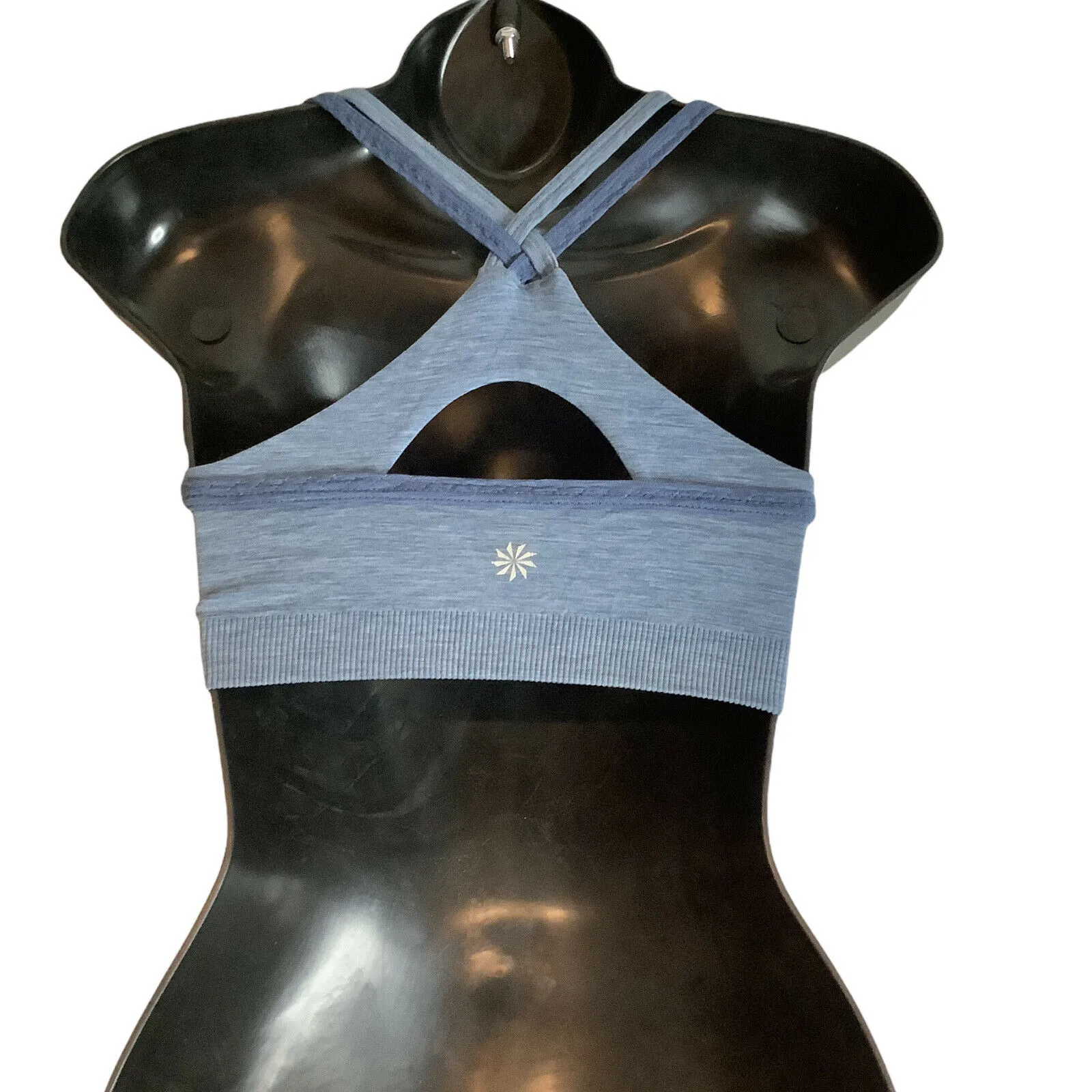 Athleta XS Blue Ruched Front Sports Bra Activewear Yoga Gym Top - Image 5